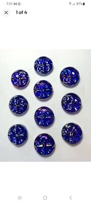 10 Glass Mystic Moon Face Diamond Crystal Mega Marbles Gems Metallic Blue  