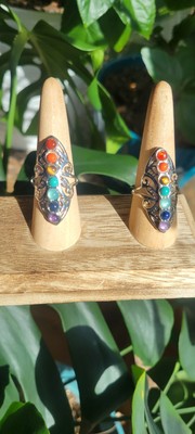 Chakra 7 Gemstone Silver Plated Ring