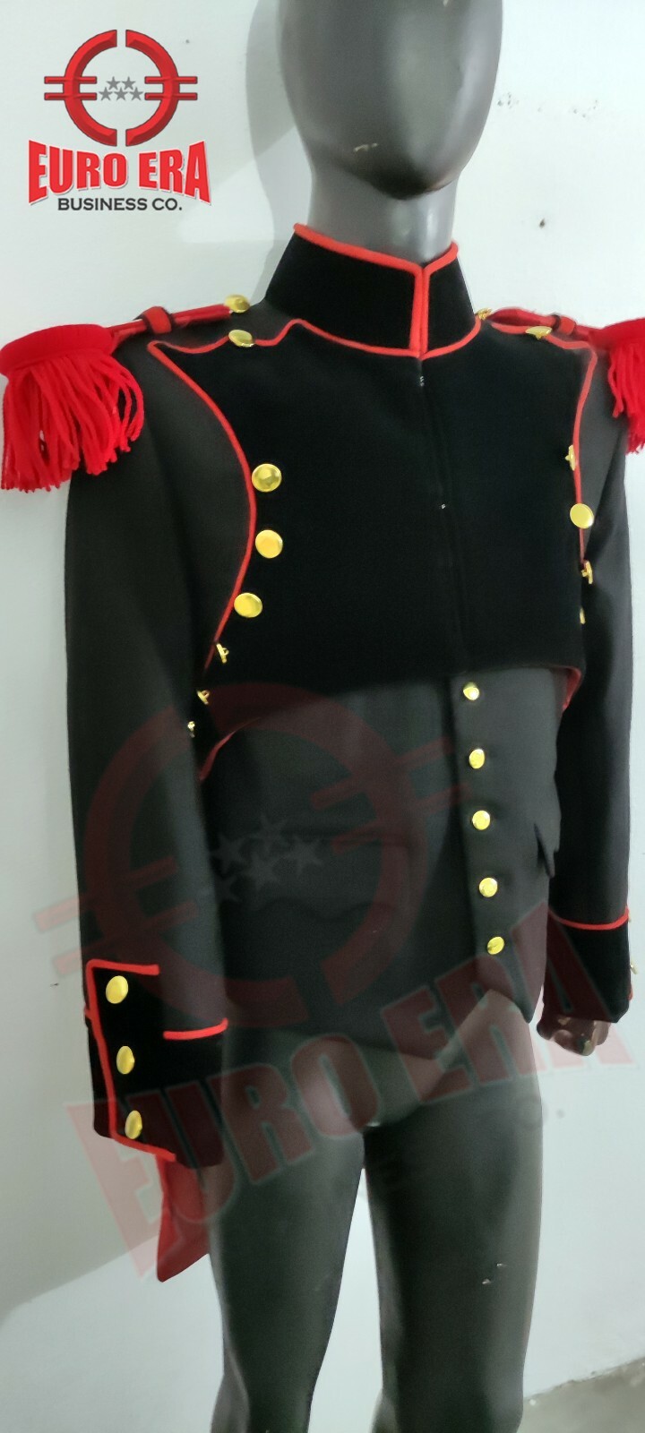 Pre-owned Euro Napoleonic 1st Empire Genie Line Troop Frock Coat With Vest & Epaulettes In Black