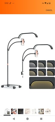 Half Moon Lash Light with Phone Holder Stepless Dimming, Esthetician Light 