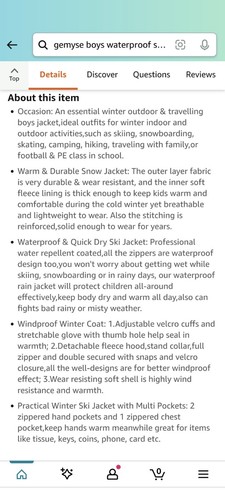GEMYSE Boy's Waterproof Ski Snow Jacket Hooded Fleece Windproof Winter Jacket
