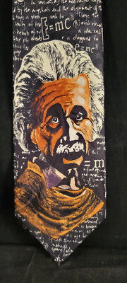 Albert Einstein Themed Men's Necktie Neck Tie 58'' In Length - Sold AS IS