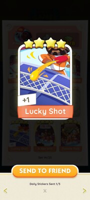 Monopoly Go Lucky Shot Four Star Sticker   Set 14 Ping Pong C1T1