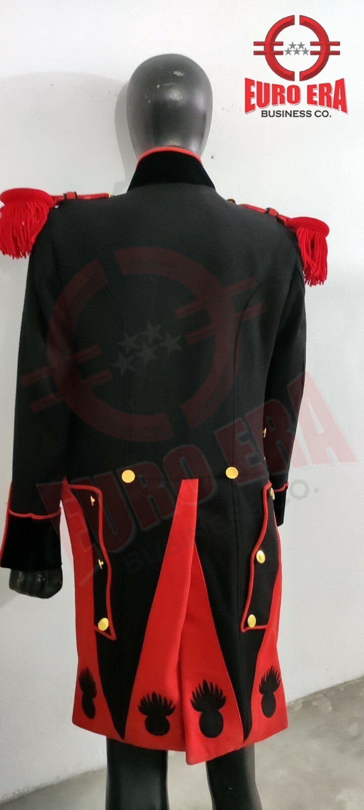 Pre-owned Euro Napoleonic 1st Empire Genie Line Troop Frock Coat With Vest & Epaulettes In Black