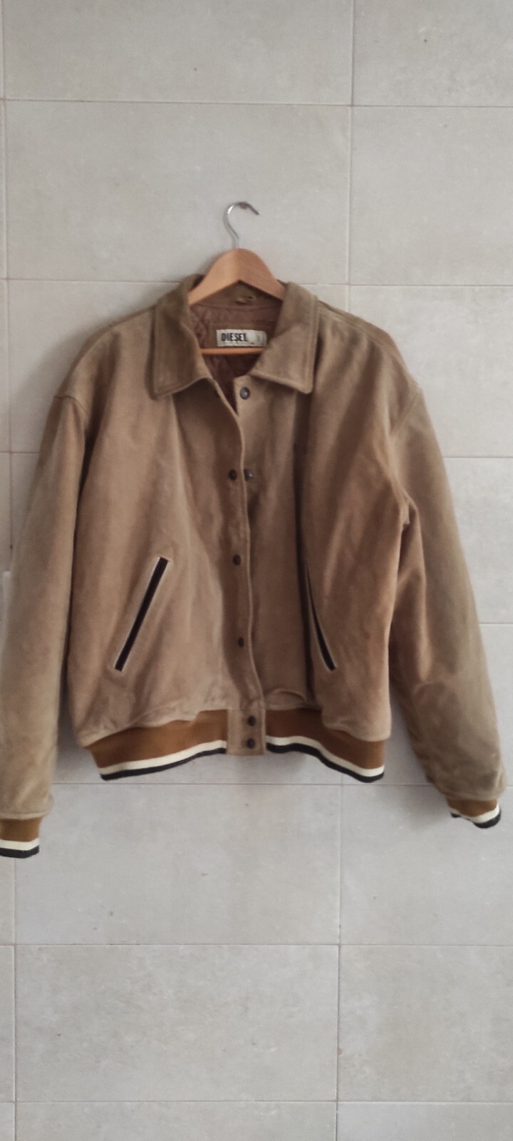 Vintage 90s Diesel Suede Leather Bomber Men's Varsity Jacket