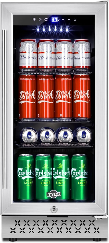 15 Inch Beverage Refrigerator, 130 Cans Quiet Beverage Fridg
