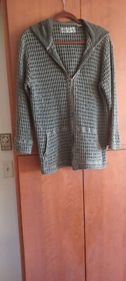 Mod o Doc, New, Cotton Waffle Knit, Size 2, Fleece Hoodie, Pockets Gray Vintage 
