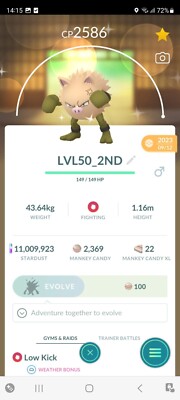  PVP BEASTS!   LVL50 SHINY PRIMAPE +2ND MOVE!  - PKMN GO - NON REGISTERED!