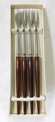 Vintage dolphin stainless steel fondue forks in original box set of 4 kitchen