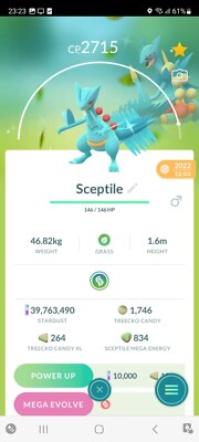 PVP BEAST!   SHINY LVL40 SCEPTILE w/2ºMOVE!!!   - PKMN GO!!! - NOT REGISTERED!