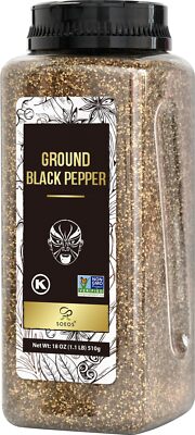Table Ground Black Pepper, 18 oz (510g) Non-GMO, Freshly Peppercorn Bulk, Pac...