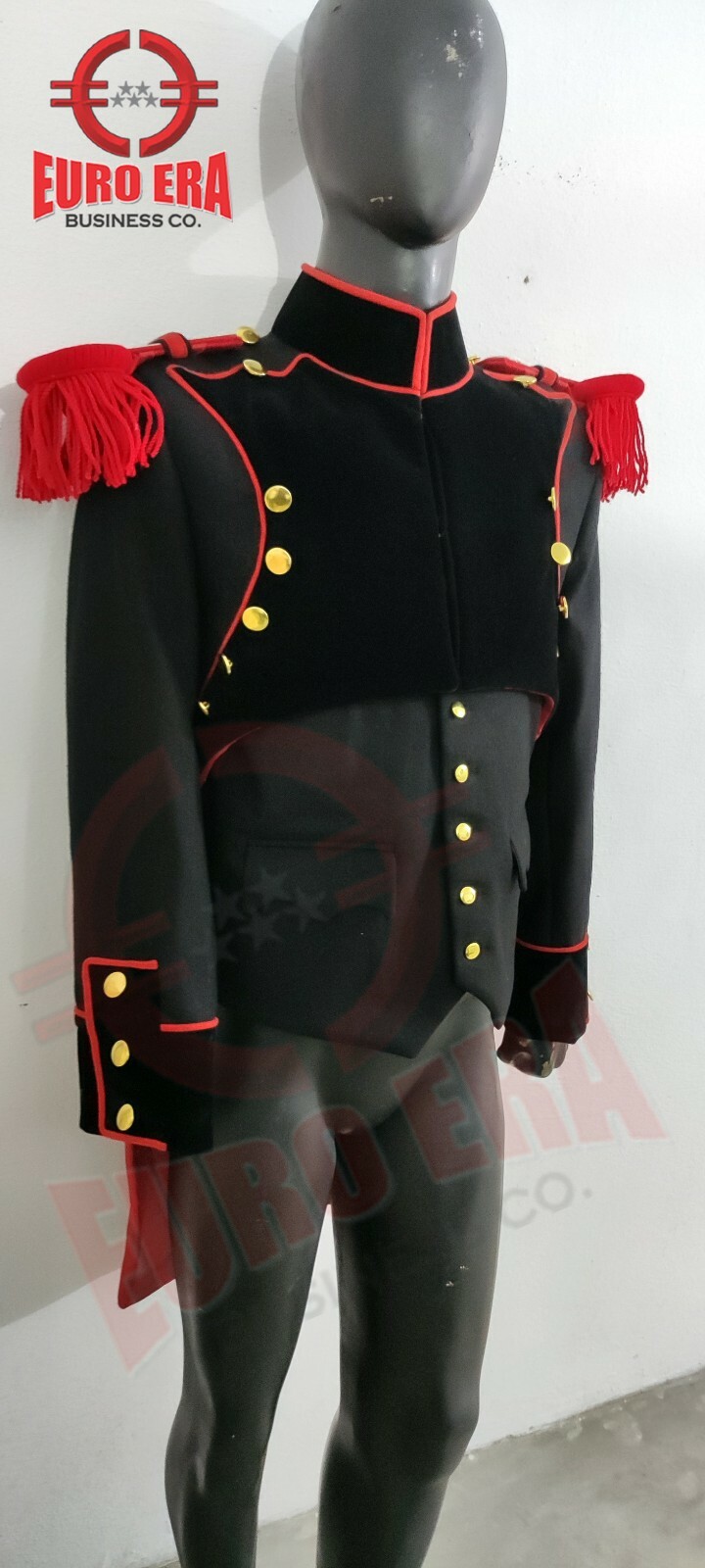 Pre-owned Euro Napoleonic 1st Empire Genie Line Troop Frock Coat With Vest & Epaulettes In Black