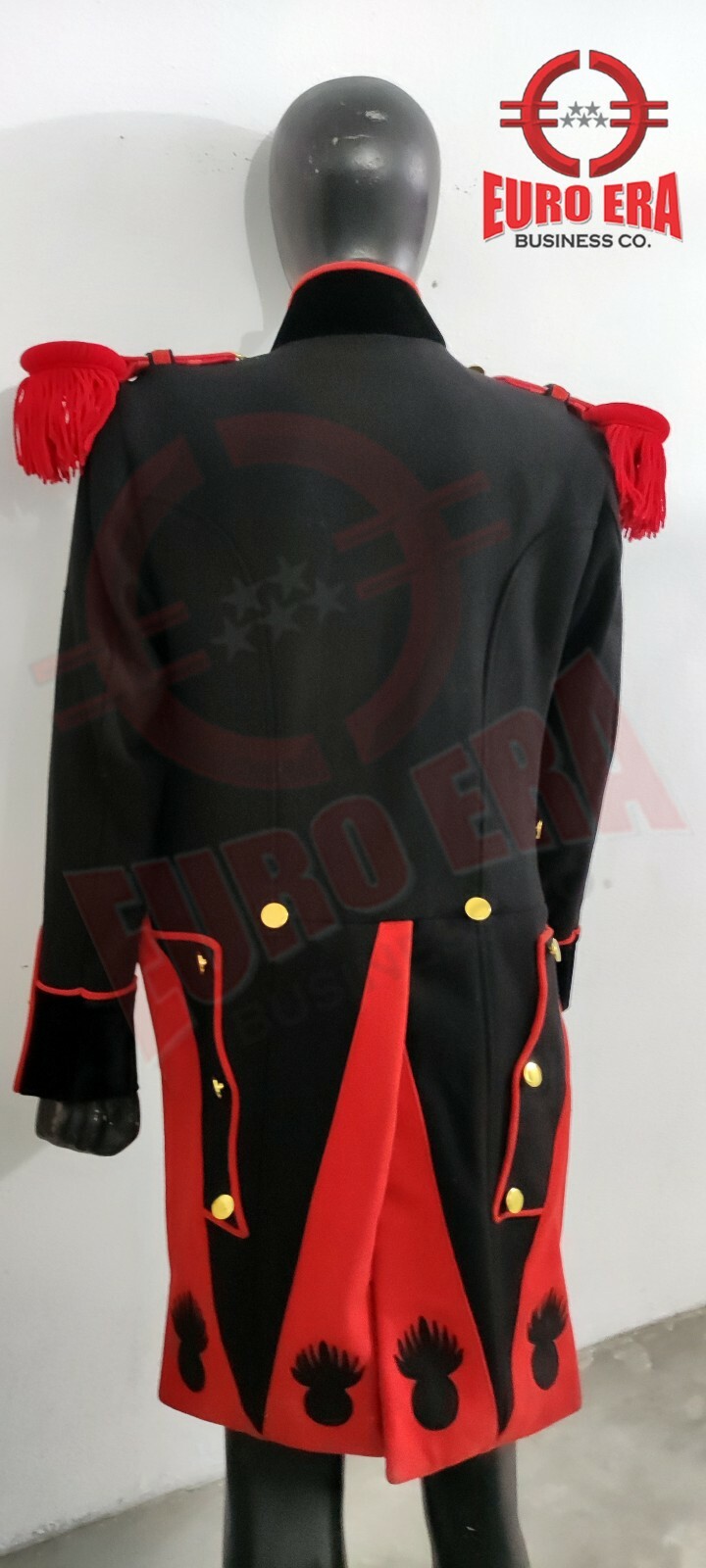 Pre-owned Euro Napoleonic 1st Empire Genie Line Troop Frock Coat With Vest & Epaulettes In Black