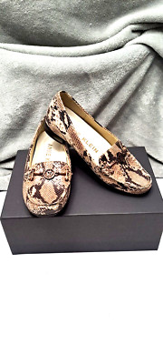 ANNE KLEIN I FLEX Snake Skin Loafers Womens Size 6M Toe buckle Slip On Casual