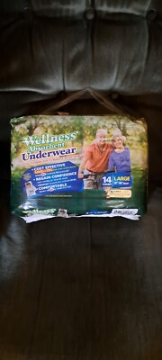 NEW Wellness Absorbent Underwear Size Large (30  40  Waist) 14 Count