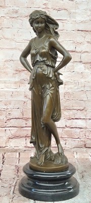 Artistic bronze mother figure Lopez maternity statue marble base decor