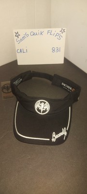 New BACARDI Visor Embroidered Logo Black Adjustable Sun Hat NWT -Advertising Rum