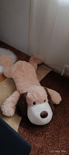 Plüsch Hund Ca. 31 Cm Kuschelweich Mit Halstuch - Braun-weiß Oder Grau-weiß (sortiert)