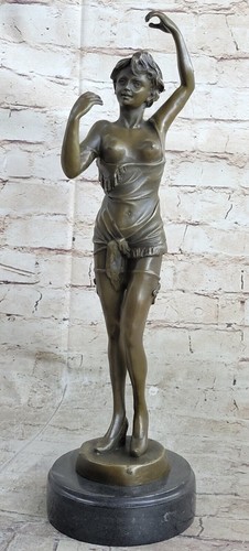 Hand Made Bronze Nude Woman Stripper Pole Go Dancer Erotic Pose Figure Statue