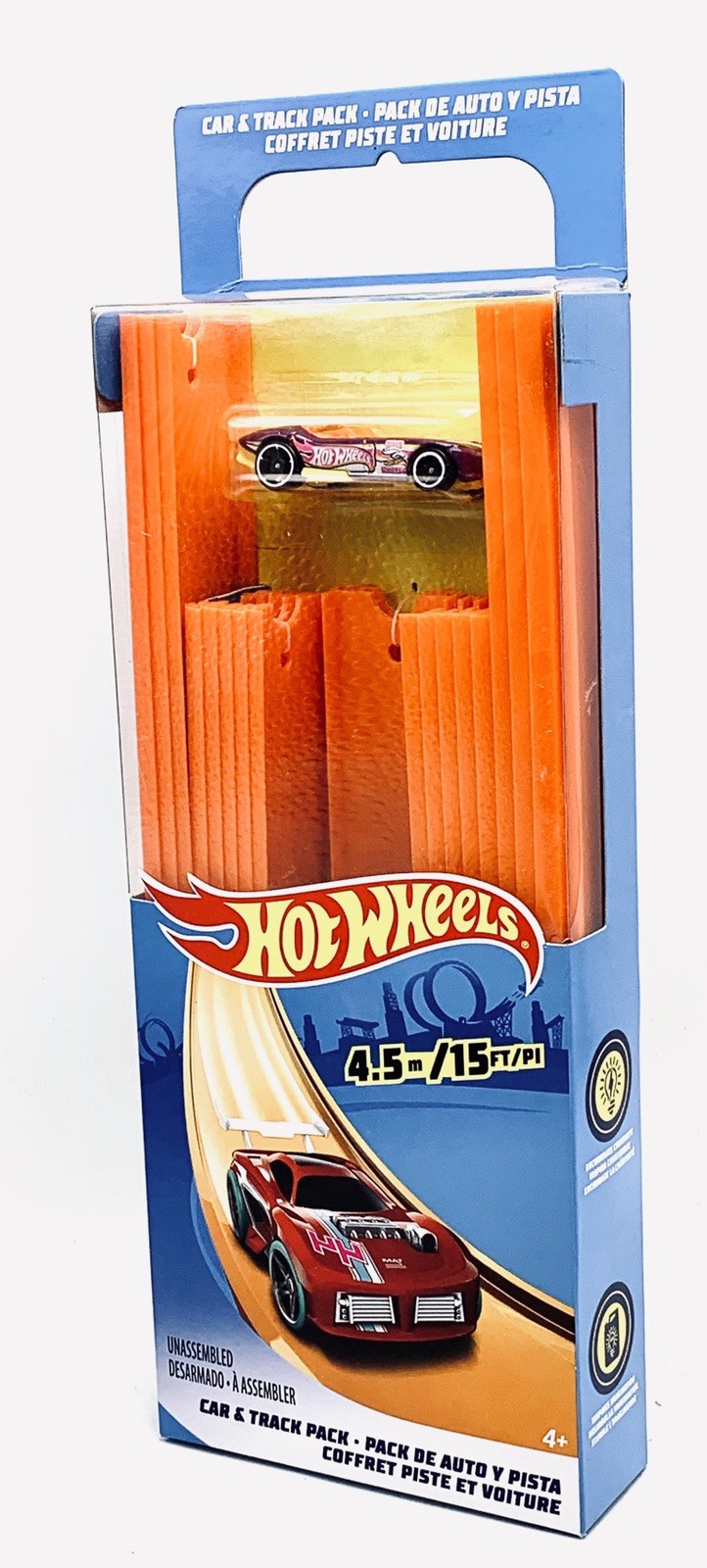 Hot Wheels Track Builder Straight Track with Sports Racing Car 15 Feet