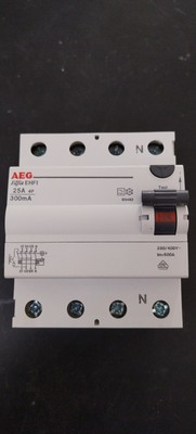 604493 AEG Elfa EHFI 25A 4P 300mA RCCB Residual Current Circuit Breaker 837-7...