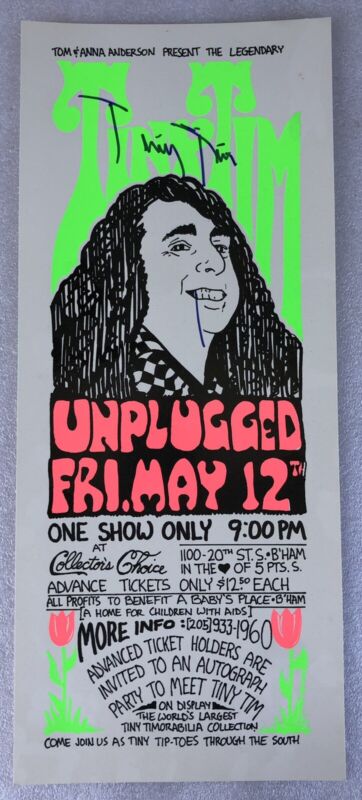 Signed TINY TIM “Unplugged” Silkscreen Concert Poster Autograph - LAST ONE!!