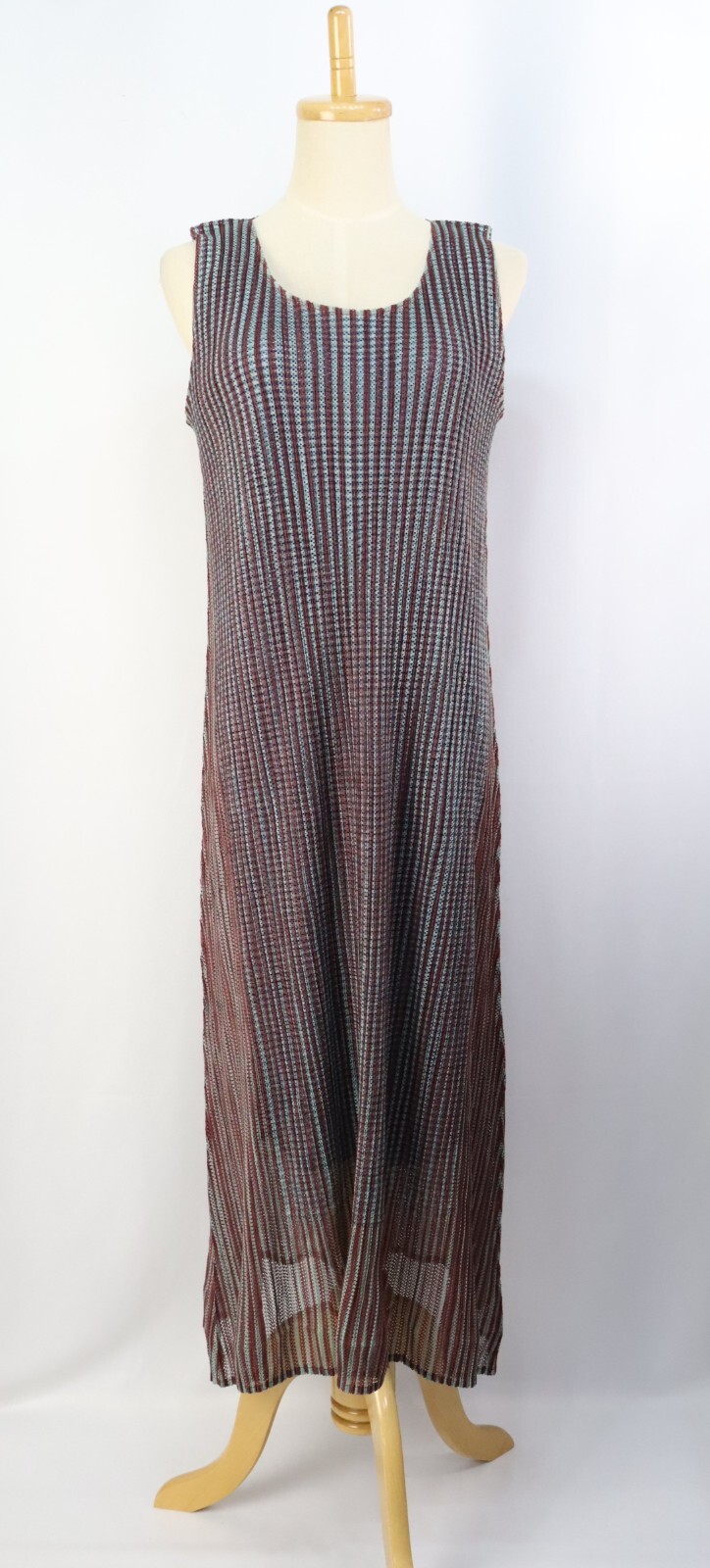 プリーツプリーズ PLEATS PLEASE Brown/Blue Sleeveless Dress ISSEY MIYAKE 310