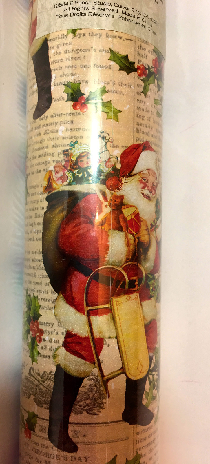 Punch Studio JOLLY SANTA CHRISTMAS WRAPPING PAPER. HEAVY DUTY PAPER.  BEAUTIFUL!