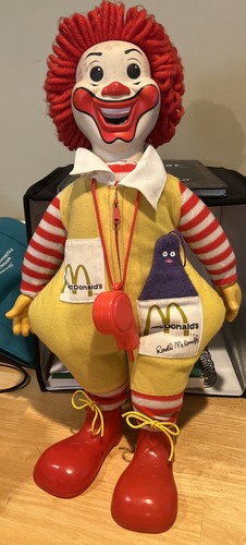 Vintage 1978 Cloth Plastic SIGNED Ronald McDonald Doll 20