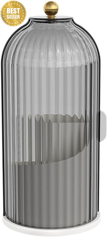 Toothbrush Holders with Sliding Lid, Rotating 3 Slots Bathroom Organizer Counter