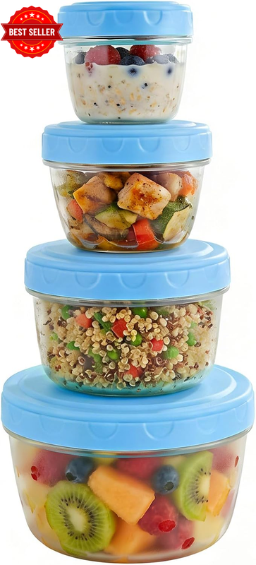 Food Storage Containers with Lids 4 Pack Blue