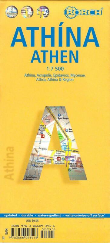 Map of Athens, Greece, Laminated & Folded by Borch Maps 