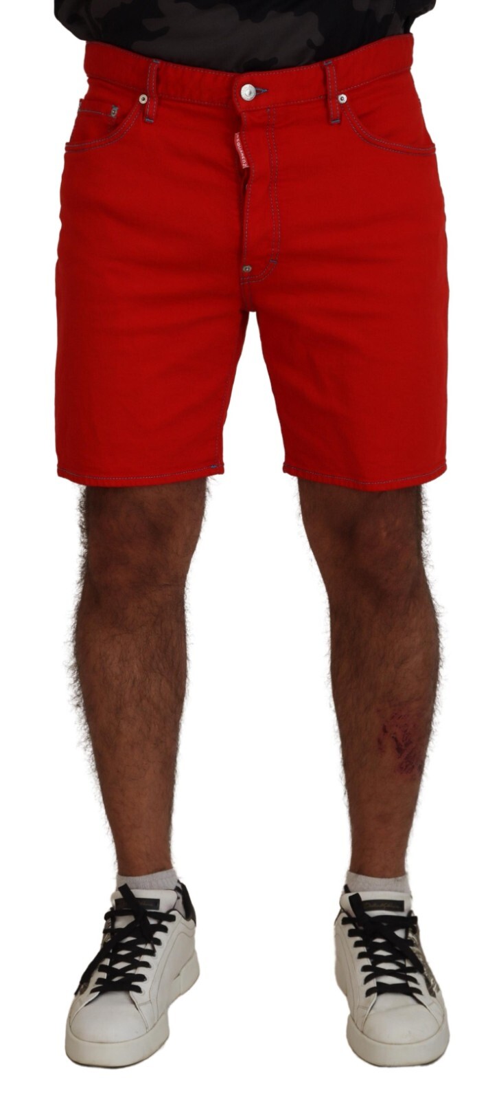 

DSQUARED2 шорты красные однотонные из хлопка выше колена мужские повседневные IT48/W34/M рекомендуемая цена 440 долларов США, Красный