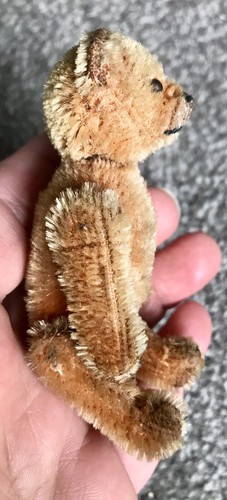 Antique Germany Mini Peach SCHUCO Jointed Teddy Bear Powder Compact & Lipstick