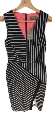 NEW WITH TAGS - OASIS BLACK WHITE STRIPED DRESS - UK Size 8 RRP £58