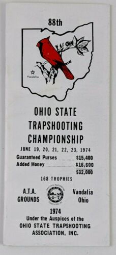1974 Vandalia OH 88th Ohio State Trapshooting Championship VTG Boooklet Schedule