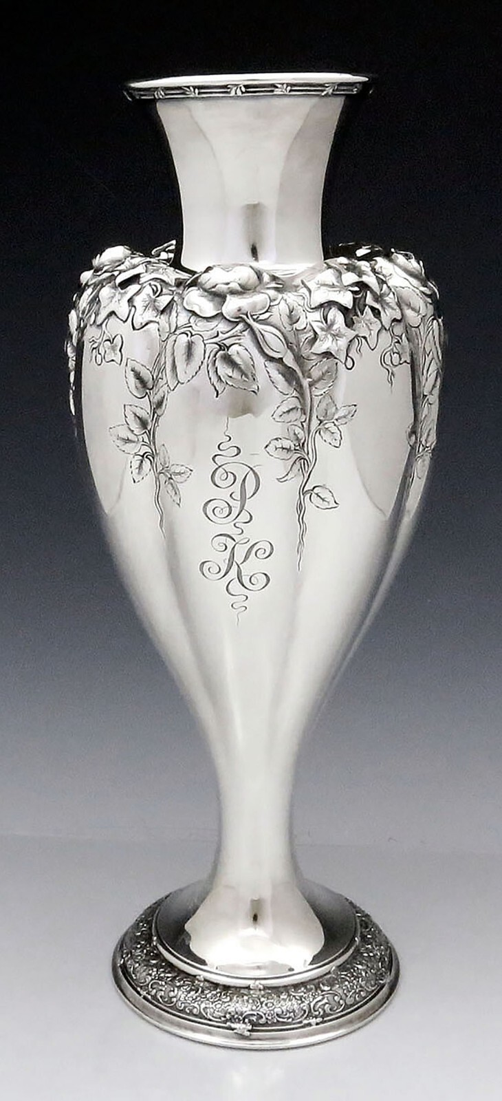 Magnificent Large TIFFANY Art Nouveau Sterling Vase 15