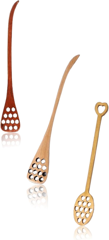 Elegant Wood Honey Dippers, Long Handle Mixing Spoon Set of 3, Eco-Friendly Wood