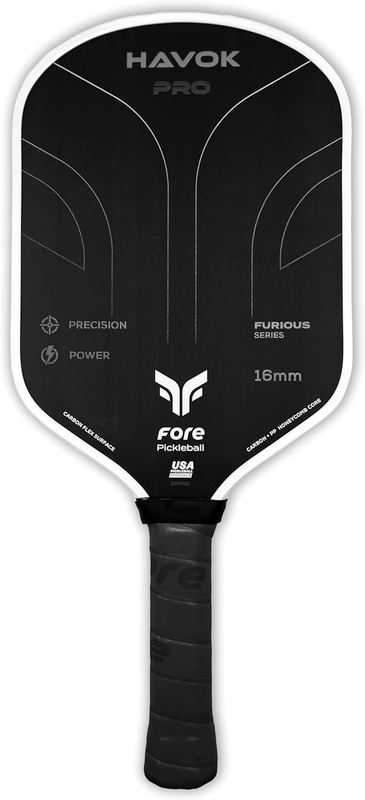 Havok Pro Pickleball Paddle: Carbon Fiber Surface for Enhanced Power, Precision and Maximum Spin - Large Sweet Spot and USAPA Approved - Red