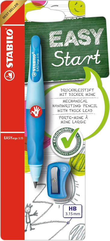 Easyergo 3.15 Handwriting Pencil - Right Handed Light Blue/Dark Blue + Sharpener