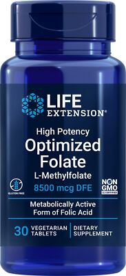 Life Extension Высокоэффективный оптимизированный фолат-L-метилфолат-8500 мкг DFE 30