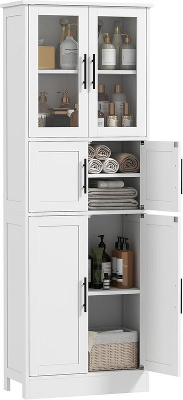 67" Tall Bathroom Storage Cabinet, Modern Freestanding 6-Tier Bathroom Cabinet w
