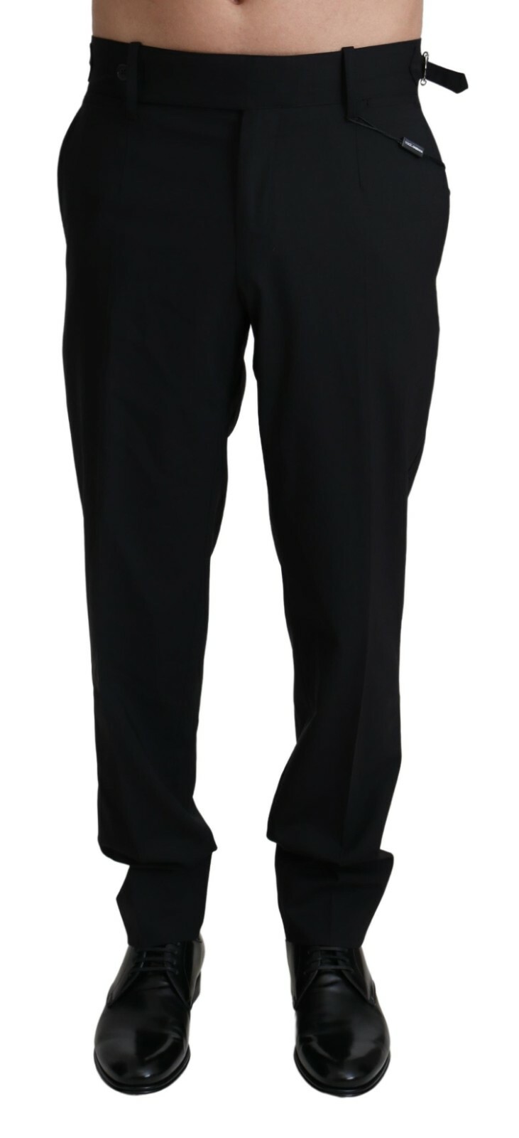 パンツ Dolce & Gabbana Black Wool Blend Pant DOLCE & GABBANA Pants Black Wool Stretch Dress Trouser IT48