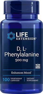 Life Extension D,L-фенилаланин 500 мг 100 растительных капсул