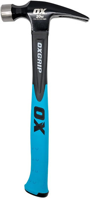 OX TOOLS Trade 20-Ounce Straight Claw Hammer | Reinforced Fiberglass Handle W/Gr