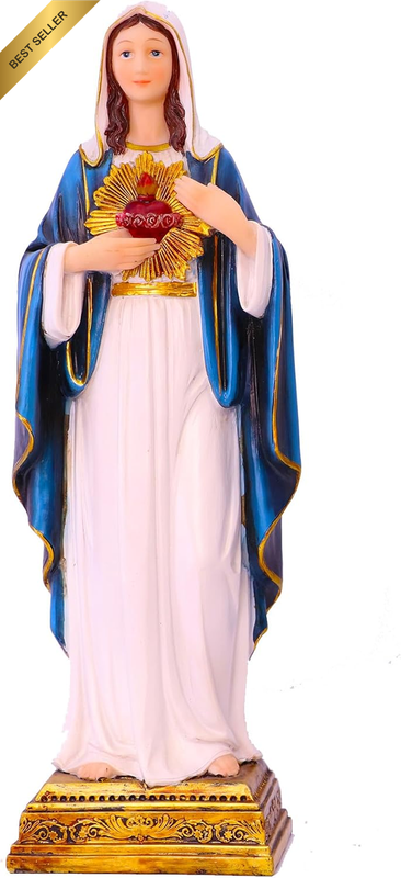 Virgin Mary Statue Sacred Heart Figure Resin Sculpture 13.5 Inch Savior Figurine