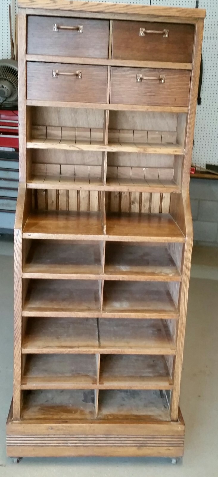 Antique Oak Post Office Cabinet - Documents - Wine Bottles