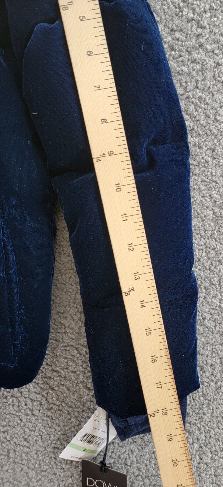SAM. Sophia Velvet Puffer Jacket Girls 8 Navy Stand Collar Front Snap Closure - Picture 5 of 17