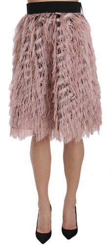 Pre-owned Dolce & Gabbana Dolce&gabbana Women Pink Gold Fringe Metallic Pencil A-line Skirt Bodycon Wrap