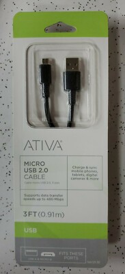 Ativa MICRO USB to USB-A 2.0 Cable Brand New 